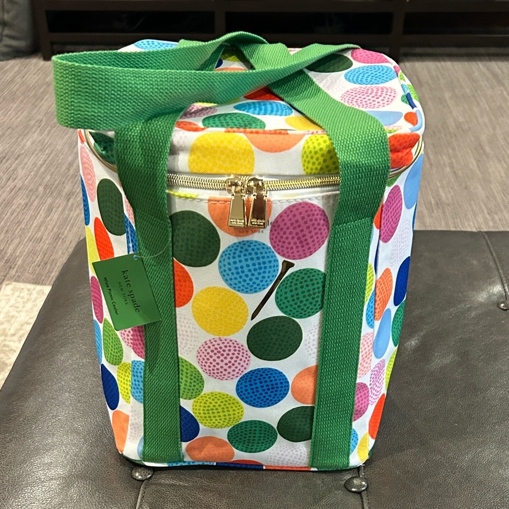 Kate Spade NY Wine Cooler Bag, 4-Bottle Wine Tote/Soft Cooler, Mini Golf Pattern